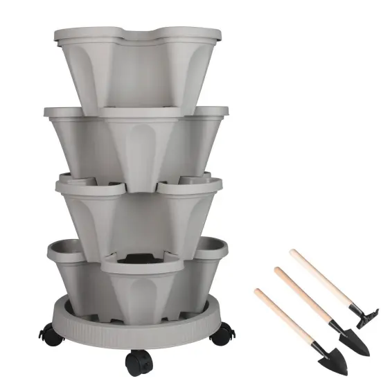 Kitcheniva Vertical Stackable Planters Pot With 360&deg; Wheels And Tools {2}