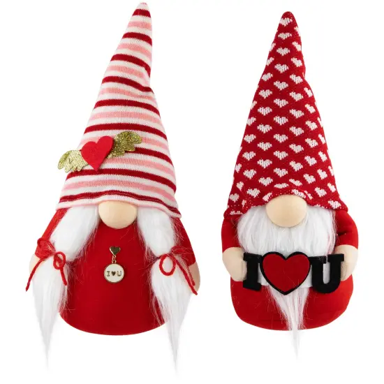 Northlight Plush "I Heart U" Valentine's Day Gnomes-12" - Set of 2 Red {1}