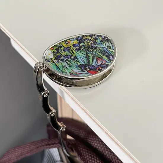 Wrapables Stylish Purse Hook Hanger, Foldable Handbag Table Hanger, Irises {4}