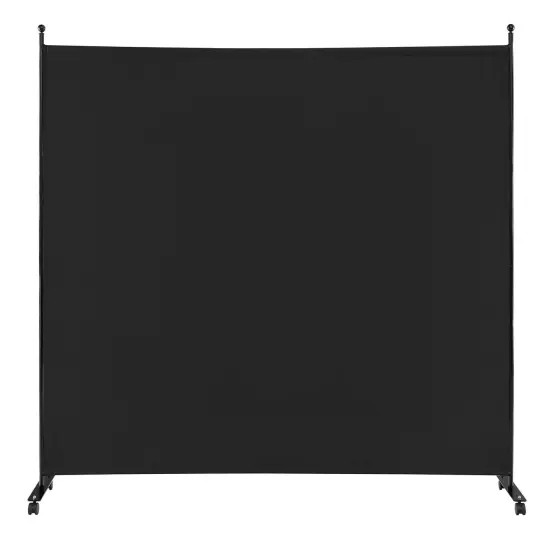 6 Feet Single Panel Rolling Room Divider with Smooth Wheels Black {4}