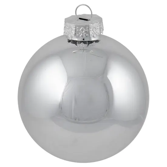 Northlight 2-Finish Christmas Glass Ball Ornaments - 4" & 3.25"- Silver - 72ct {5}