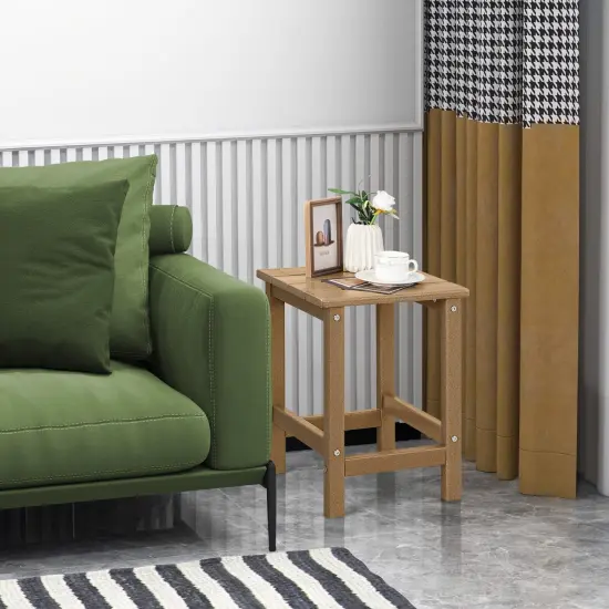 14 Inch Square Weather-Resistant Adirondack Side Table Brown {1}