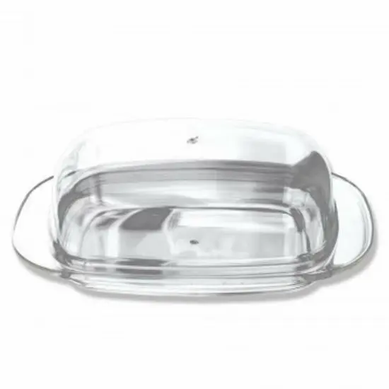 Large Clear Acrylic Covered Double Wide Butter Serving Storage. {1}