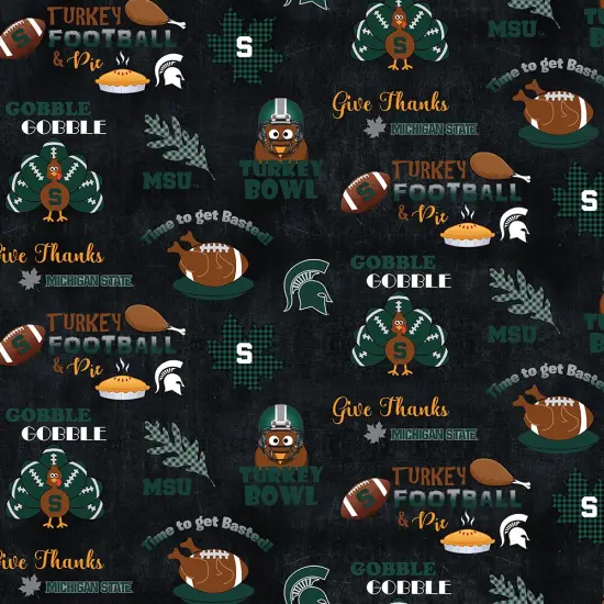 Sykel Enterprises-Michigan State University Cotton Fabric-Michigan State Spartans Turkey bowl Cotton Quilting Fabric {1}