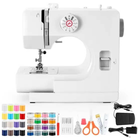 Sewing Machine, Mini Sewing Machine, Electric Portable Sewing Machine for Beginners, 12 Stitch Dual Speed with Foot Pedal & Sewing Kit {1}