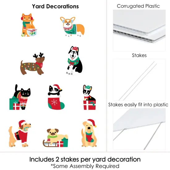 Big Dot of Happiness Christmas Pets - Lawn Decorations - Outdoor Cats and Dogs Holiday Party Yard Decorations - 10 Piece {6}