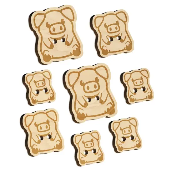 Cute Little Pig Sitting Wood Buttons for Sewing Knitting Crochet DIY Craft {7}