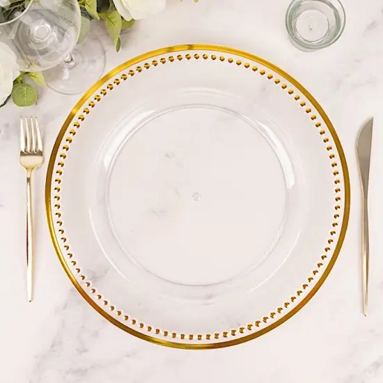 6 pcs of 13inch Charger Plates for Table Decor Clear gold {3}