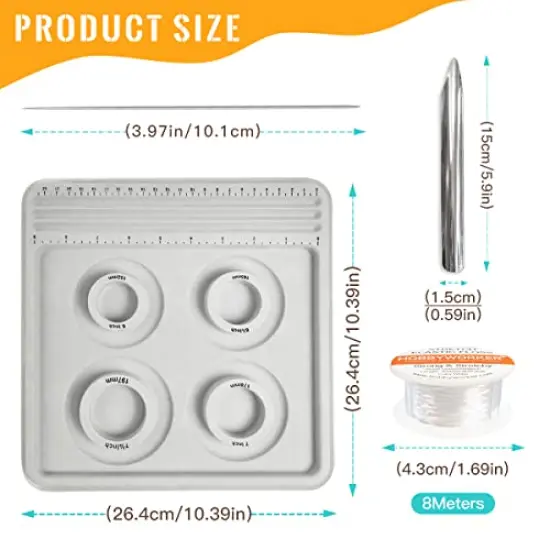 The Bead Boards Bracelet Sizer Measurement Tool 4 Round Grooves for Jewerly Bracelets Necklaces Making Supplies {4}