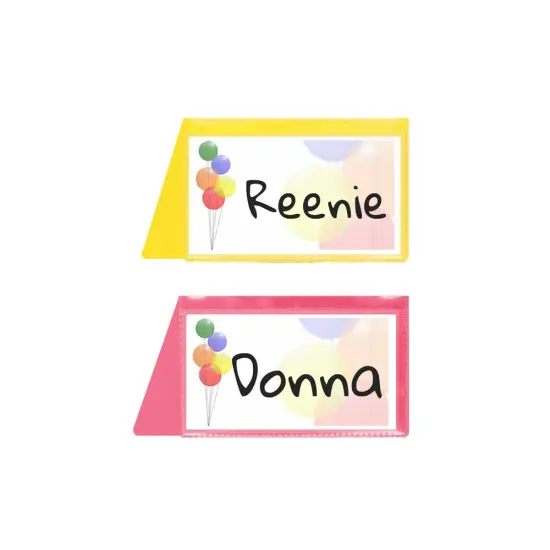 StoreSMART - Placecard Nametag Holders - Girl's Birthday Party Pack - 20 Pack - Pink and Yellow {1}