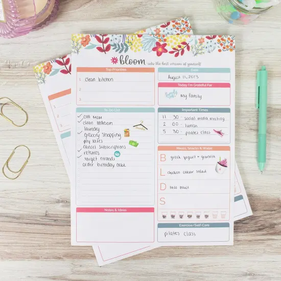 bloom daily planners Planning Pad, 8.5" x 11", Daily Planning System, Floral Dots {2}