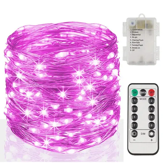 Waterproof Christmas Fairy Lights Pink {1}
