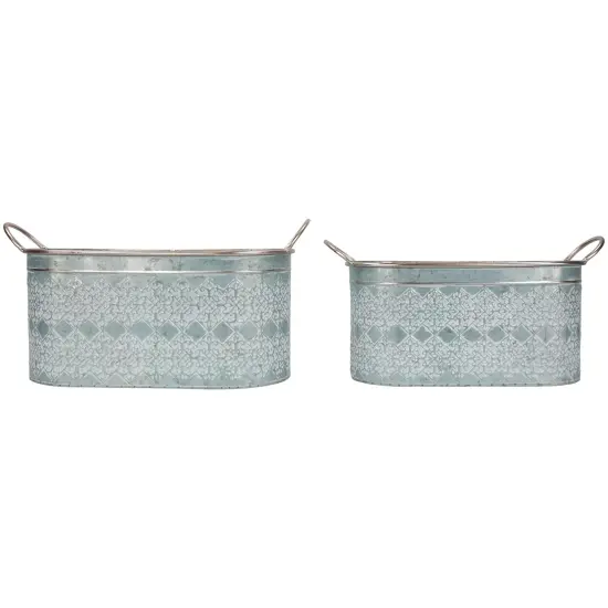 Northlight Metal Storage Bins with Handles - 19.25" - Set of 2 Gray {1}
