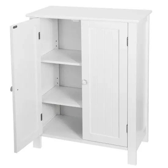 Bathroom Floor Storage Cabinet White. {1}