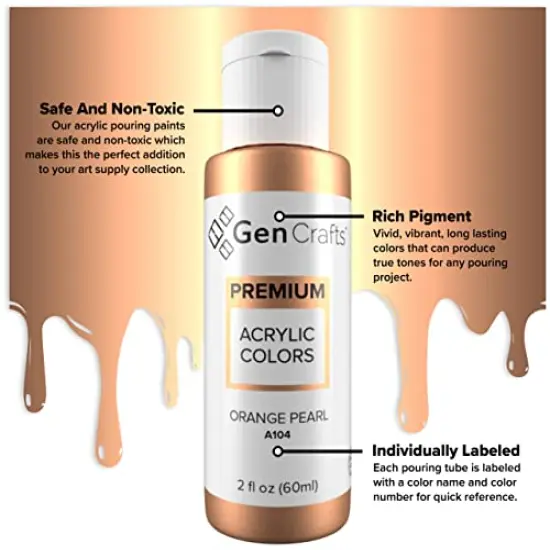 Metallic Acrylic Pouring Paint Set of 12 Metallic Colors - Pre-Mixed High Flow & Ready to Pour - 2 oz./59 ml Bottles - Multi-Purpose Paints for Canvas & Paper, Rocks, Wood {5}