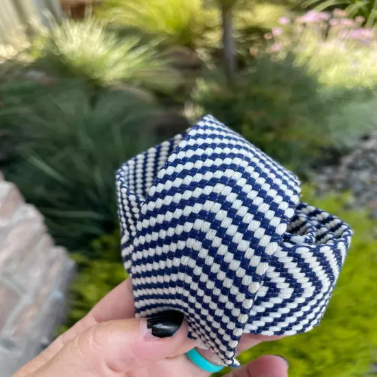 Navy And White Woven Chevron 1.5&rdquo;Webbing {1}