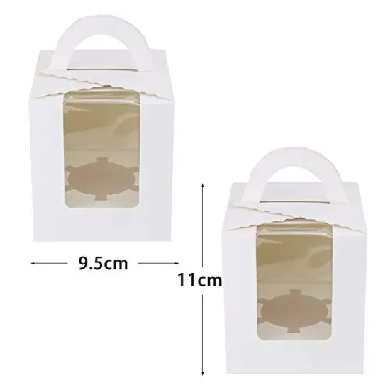 60 Pieces White Single Cupcake Boxes, Clear Window Inserts Handle Cupcake Muffins Cupcake Carriers Pastry Containers Bakery Wrapping Party Favor Packing For Wedding Cupcake Favor Boxes {1}