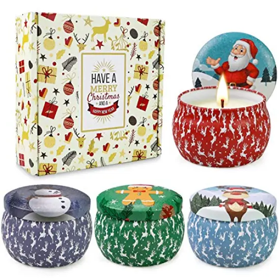 4 Pieces Christmas Scented Candles Gifts Set for Women,Aromatherapy Candles for Home Scented,4.4Oz Soy Wax Jar Candle for Xmas,Brithday Gifts | Christmas Cookie | Apple Fragrance {2}