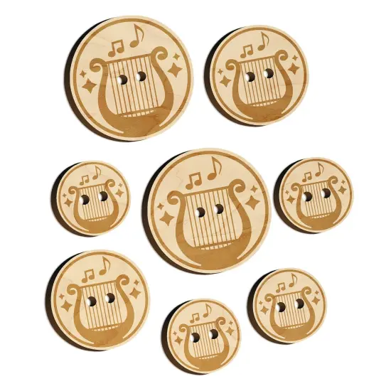 Bard Instrument Harp Lyre Wood Buttons for Sewing Knitting Crochet DIY Craft {7}