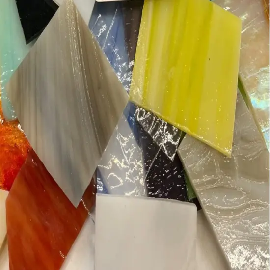 Mosaic Glass Stained Glass Scrap Pieces Sheets, Glass Mosaic Tiles for Crafts. Assorted Colors and Textures (1.5LB) {1}