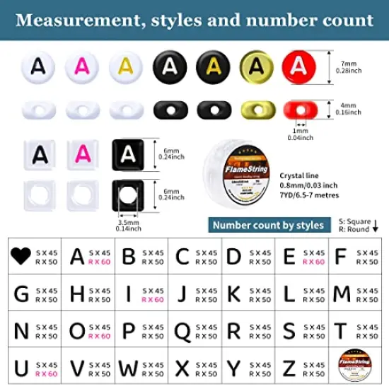 1400 pieces Letter Beads, 4x7 mm Acrylic Beads, Beads for Jewelry Making, Beads for Bracelet Making, Alphabet Beads, in 28 Grid Box (White and Black) {6}