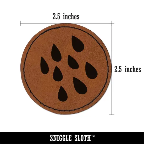 Rain Shower Round Iron-On Engraved Faux Leather Patch Applique - 2.5" Brown {3}