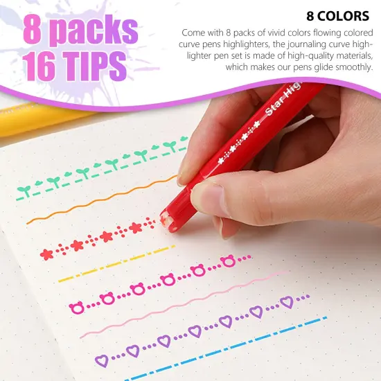 8-Color Dual Tip Curve Highlighter Pen Set for Kids {2}