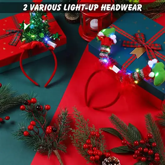 Fovths 2 Pack Christmas LED Headbands Xmas Headbands Light Up Costume Headwear Accessories Glowing Hair Hoop for Christmas {5}
