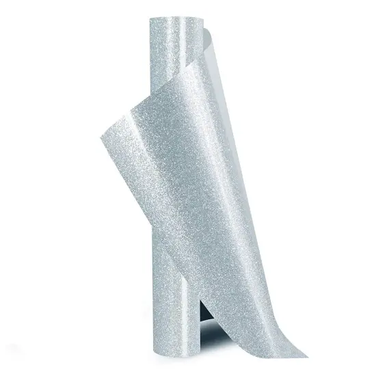 Kitcheniva 10"x5ft Glitter Heat Transfer Vinyl Rolls Iron On Heat Press T-Shirt Clothing DIY Gliiter silver {1}