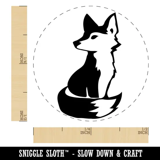 Curious Fox Sitting Looking Back Self-Inking Rubber Stamp Ink Stamper for Stamping Crafting Planners Dry Pad {1}
