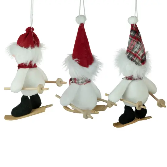 Northlight Set of 3 Sporty Skiing Snowmen Christmas Ornaments 9.5" Red {4}