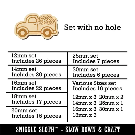 Cute Truck with Flowers Mini Wood Shape Charms Jewelry DIY Craft {1}