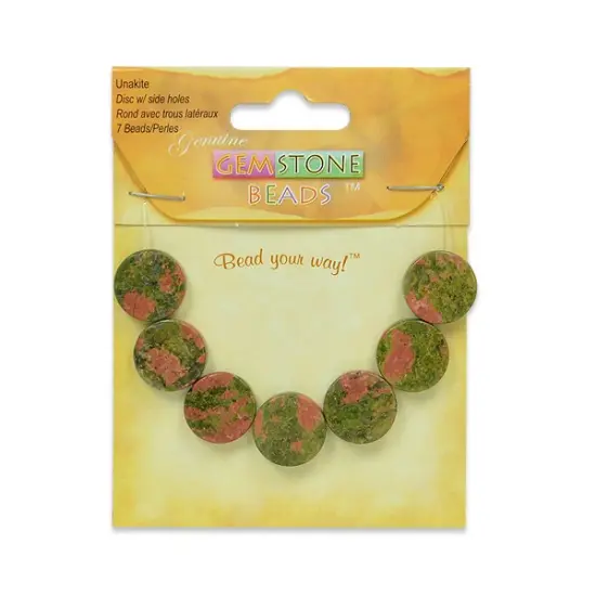 6 Packs of Unakite Disk Beads - 15mm - 7 pcs. {1}