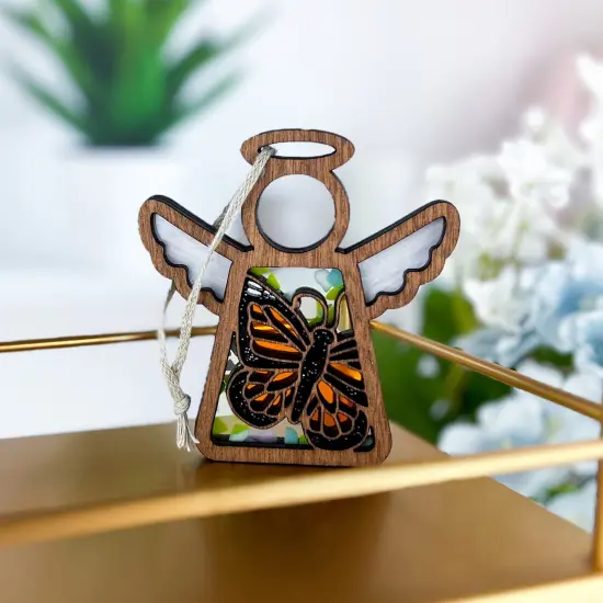 3.5" (H) Monarch Butterfly Ornament - Handcrafted in Texas - Mother's Angels® Christmas Angel Wings Figurine {3}