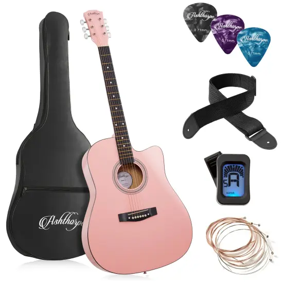 Ashthorpe 41-inch Beginner Cutaway Acoustic Guitar Package, Full Size Basic Starter Kit w/ Gig Bag, Strings, Strap, Tuner, Picks {1}