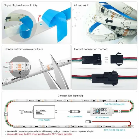 WS2812B 5V 5050 RGB LED Strip 1-5M 30 60 144 150 300 Leds Individual {6}