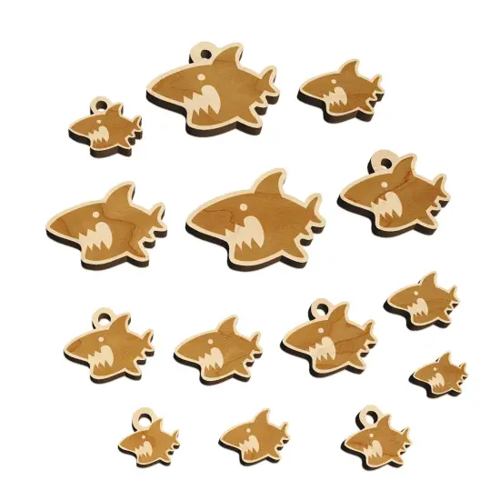 Cute Shark icon Mini Wood Shape Charms Jewelry DIY Craft {7}