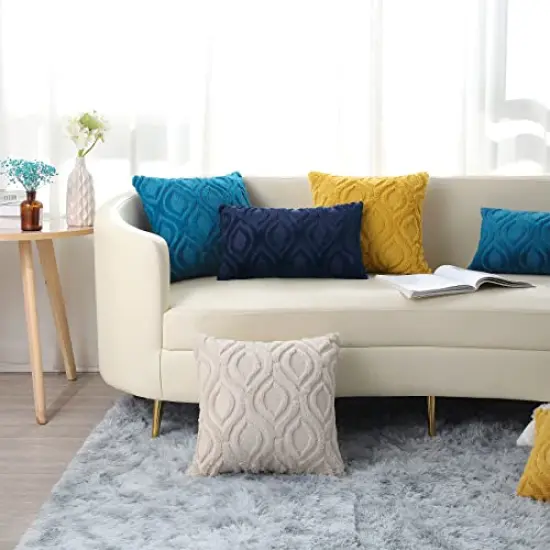 decorUhome Decorative Throw Pillow Covers 18x18, Soft Plush Faux Wool Couch Pillow Covers for Home, Set of 2, Beige {3}