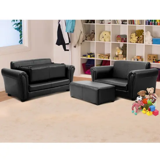 Costway Kids Sofa Armrest Chair Couch Lounge in Black {2}