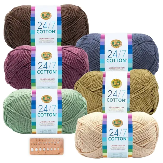 Lion Brand Yarn - 24/7 Cotton - 6 Skein Assortments Mountain {1}