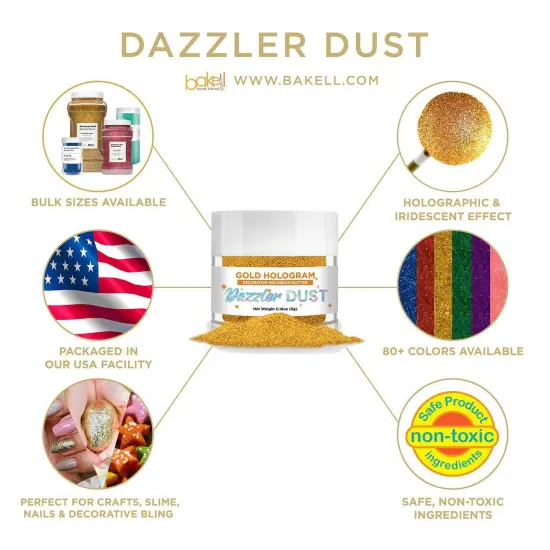 Bakell - Gold Dazzler Dust (5g, 1x Jar) Non-Toxic Decorating Glitter for Arts and Crafts {4}