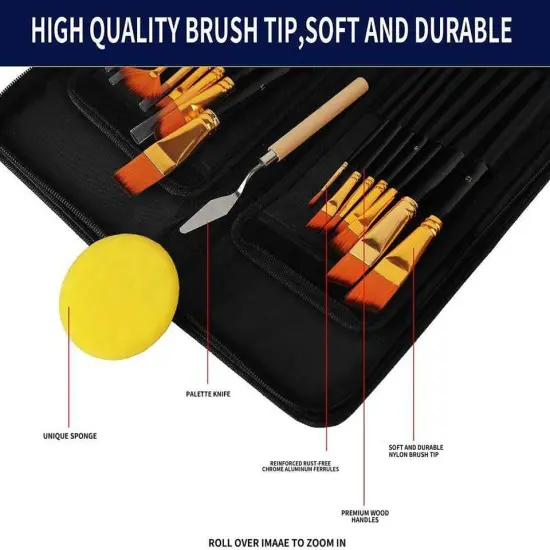 17 Pcs Professional Artist Nylon Paint Brushes Set for Oil Watercolor . {2}