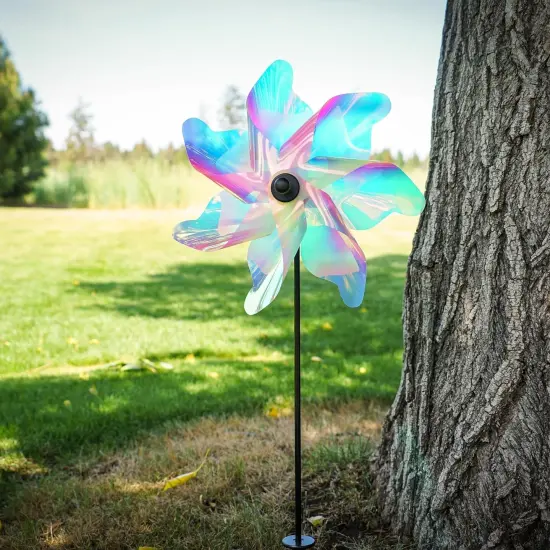 12-inch Striped Iridescent Pinwheel Spinner {2}