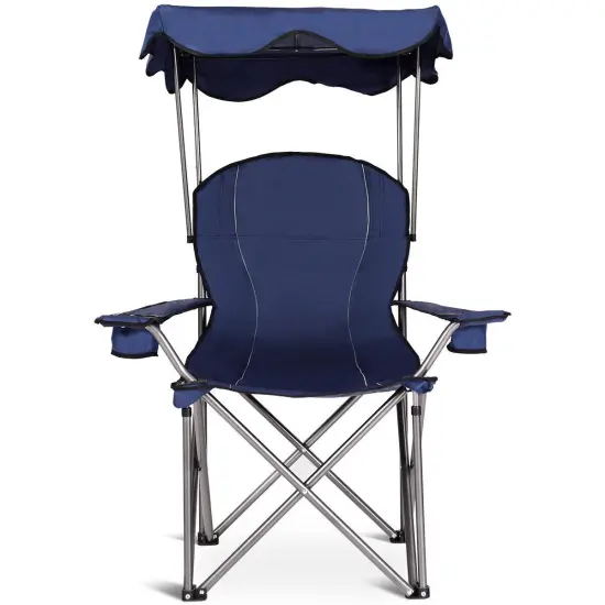 Portable Folding Beach Canopy Chair with Cup Holders Blue {1}