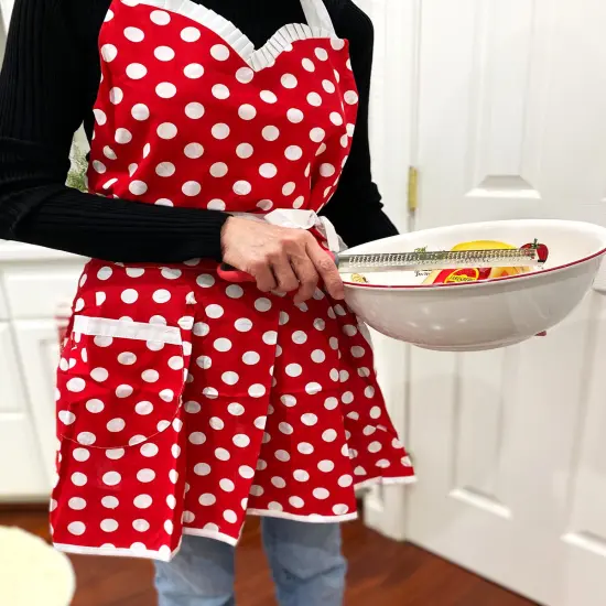 Wrapables Adjustable Flirty Hostess Apron, Red Polka Dots {4}