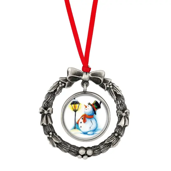 JFK Half Dollar Wreath Ornament With Colorized Snowman Coin {1}