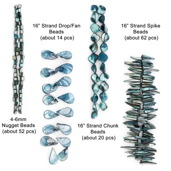 Persephone Sea Shell Beads Collection Value Pack |Blue {3}