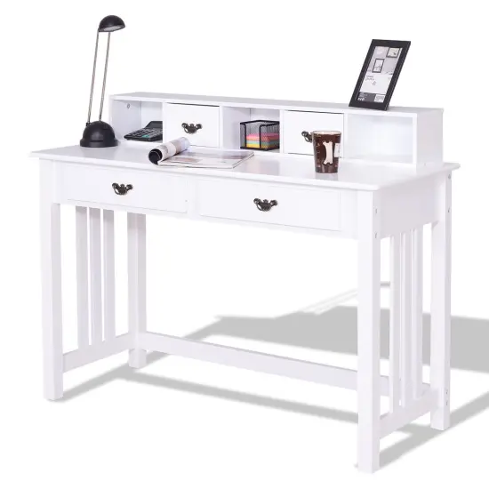 Home Office Writing Mission Computer Desk with 4-Drawer {6}