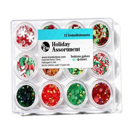 Buttons Galore Christmas Holiday Embellishment Assortment for Crafts - 12 Colors {1}