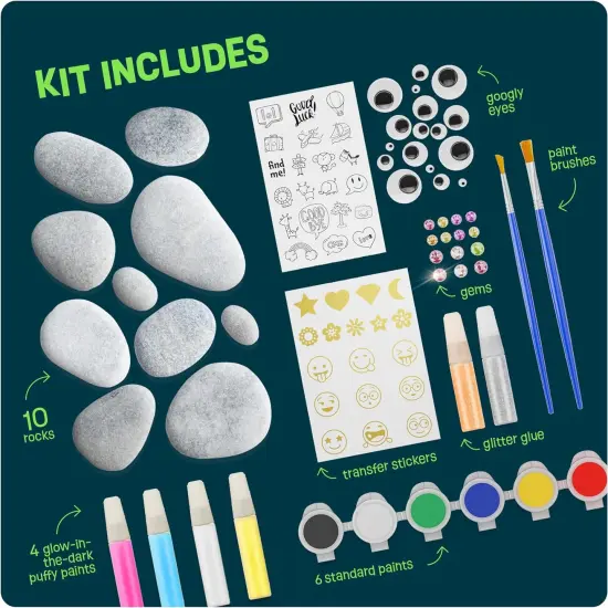 Kids Rock Painting Kit - Glow in The Dark - Arts & Crafts Gifts for Boys and Girls Ages 4-12 {4}
